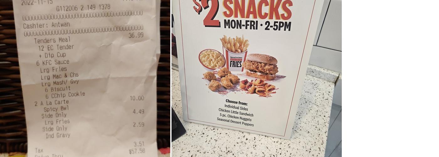 KFC Menu