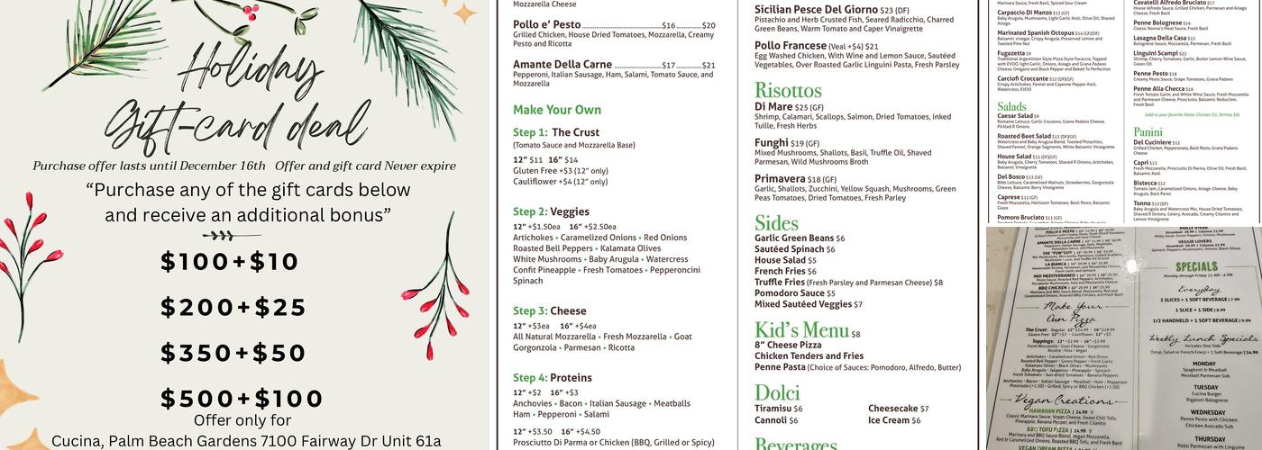 Cucina Palm Beach Gardens Menu