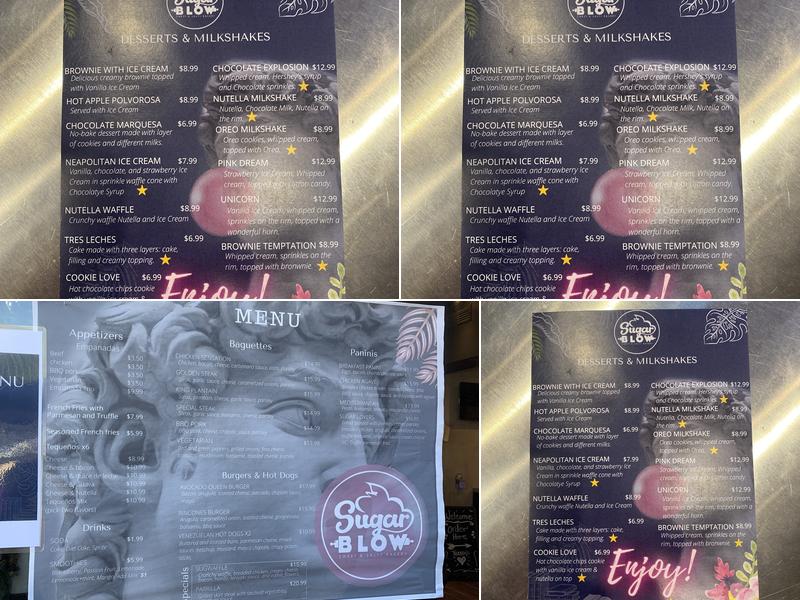 Sugar Blow Menu