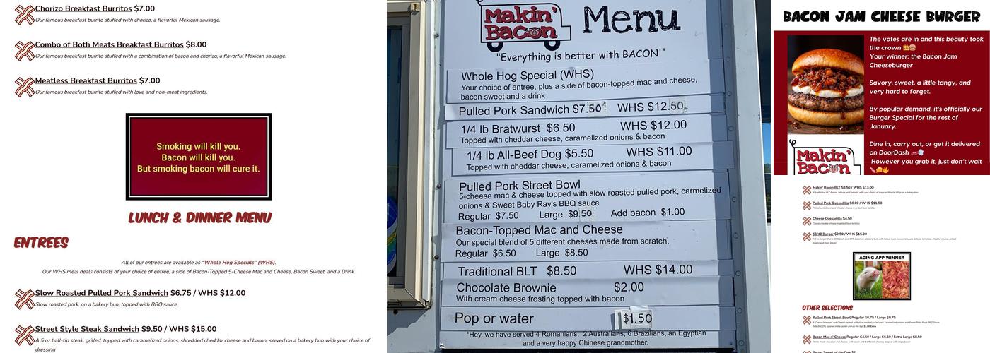 Makin' Bacon Menu