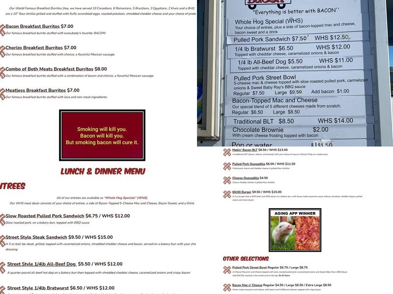 Makin' Bacon Menu