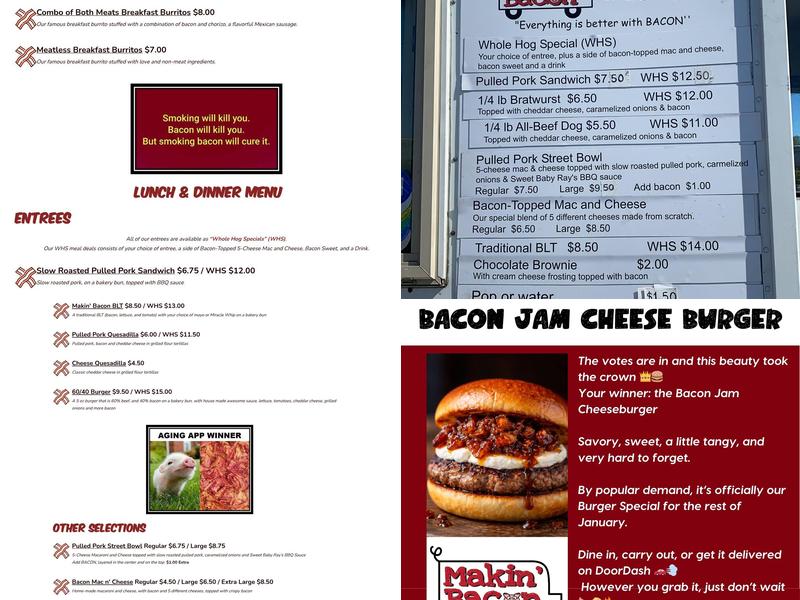 Makin' Bacon Menu