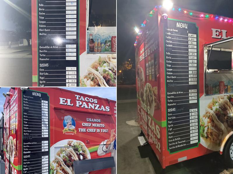 Tacos El Panzas Menu