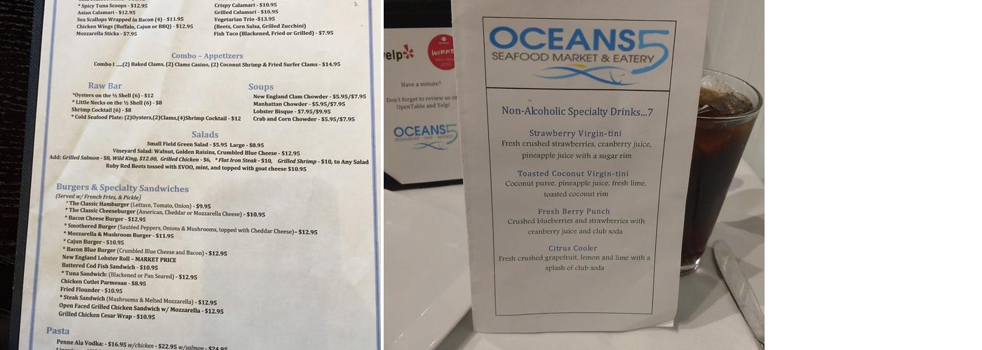 Oceans 5 Seafood Market & Eatery Menu