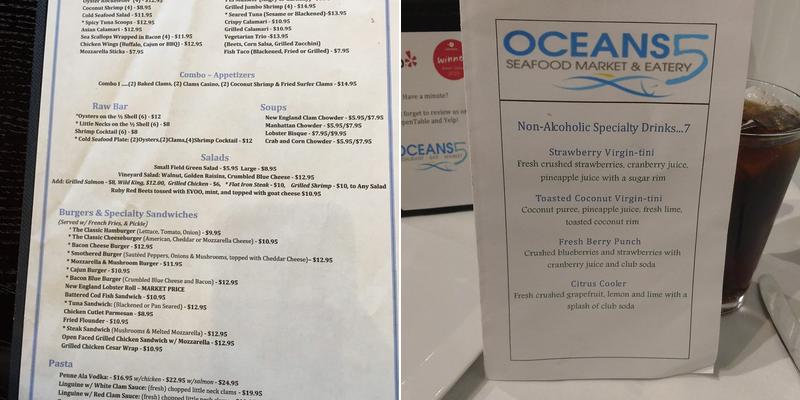 Oceans 5 Seafood Market & Eatery Menu