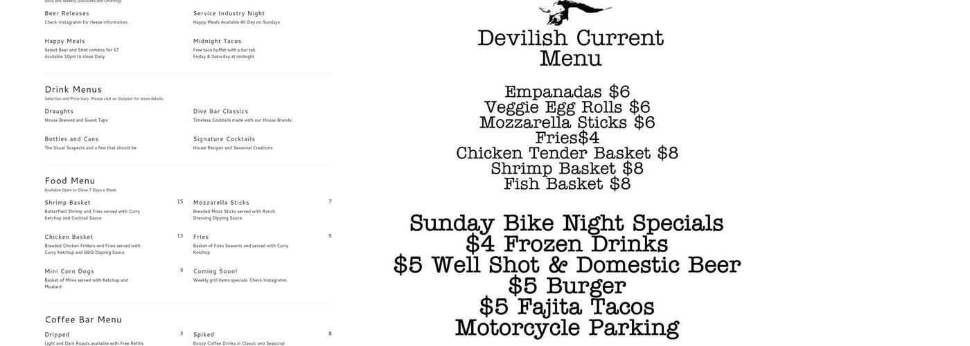 Devilish Current Menu