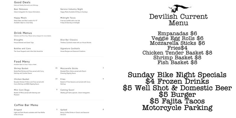 Devilish Current Brewing Co. Menu