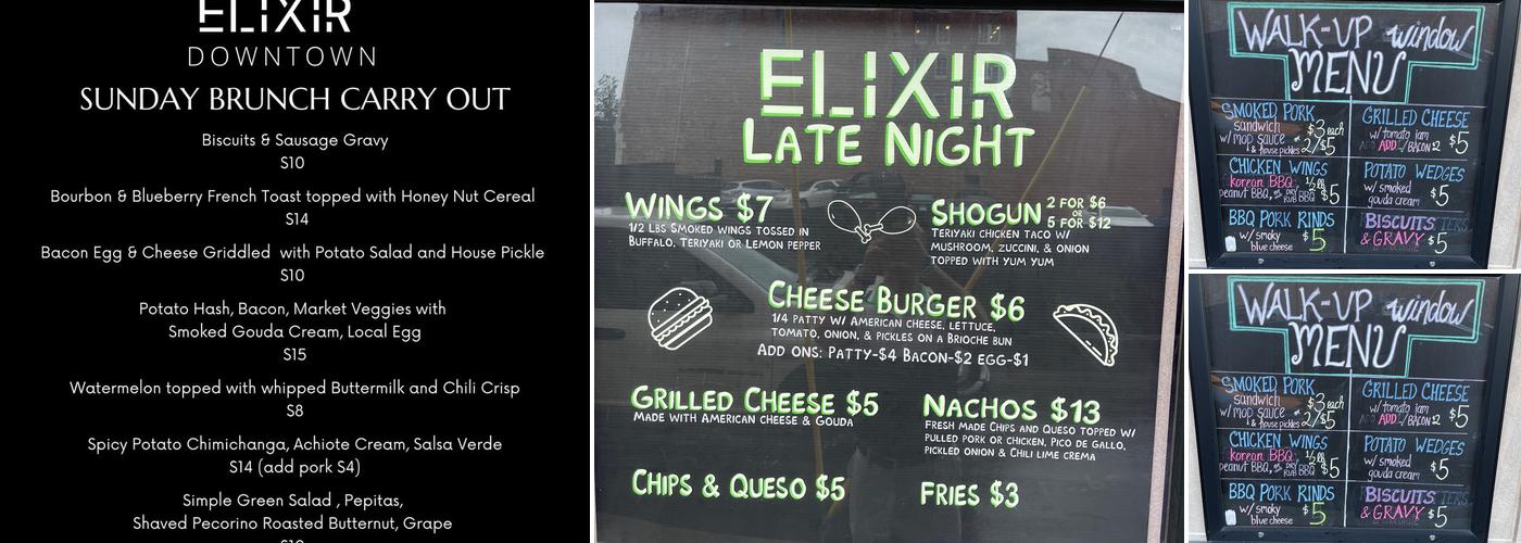 ELIXIR Downtown Menu