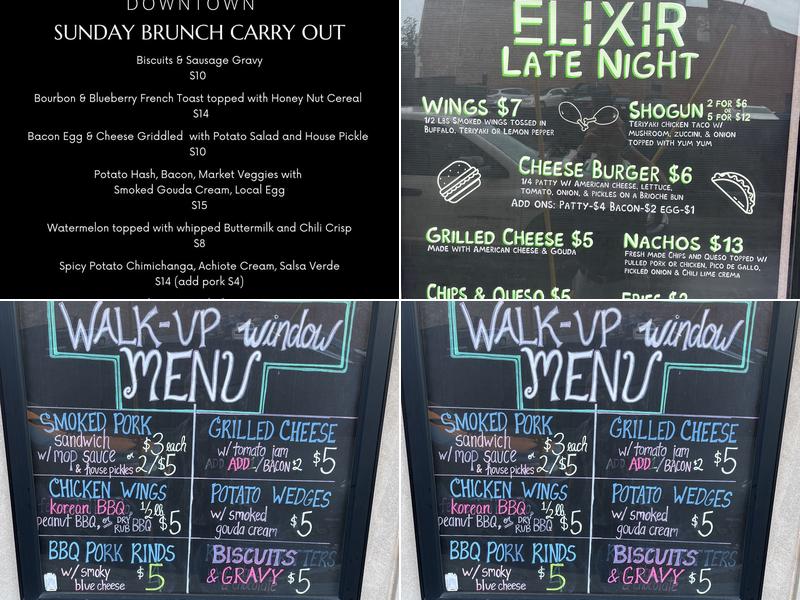 ELIXIR Downtown Menu