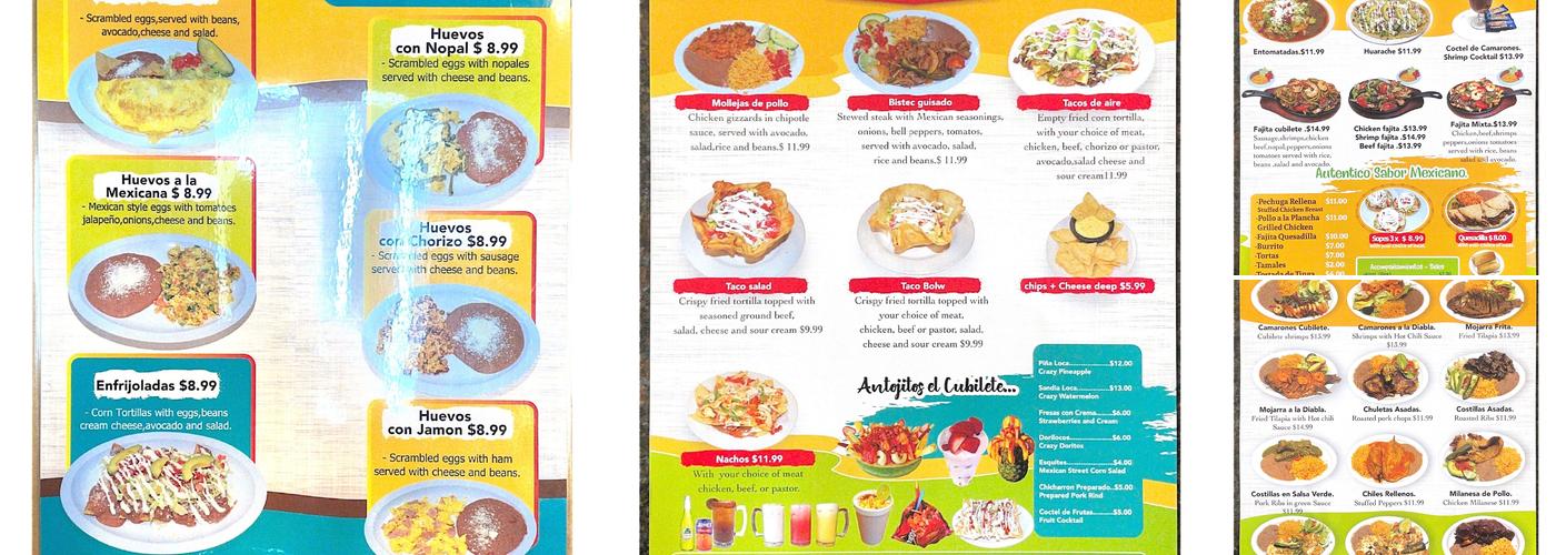 El Cubilete Menu