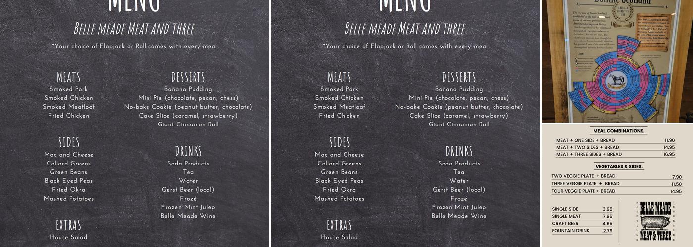 Belle Meade Meat & Three Menu