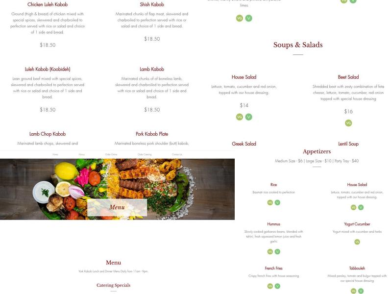 York Kabob Menu