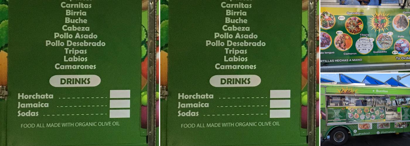 La Alma de Sol Menu