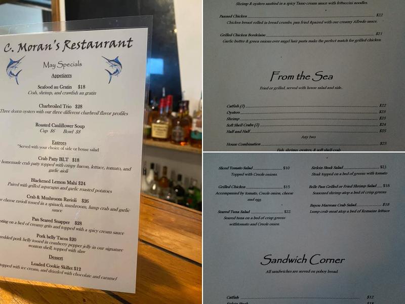 C Moran Steakhouse Menu