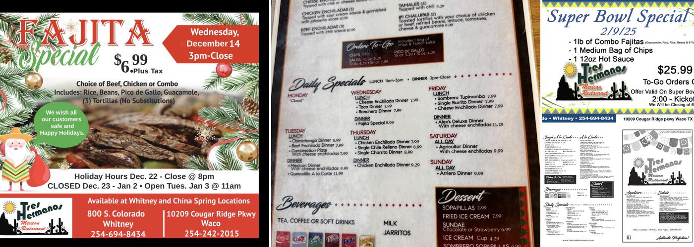 Tres Hermanos Mexican Restaurant Menu