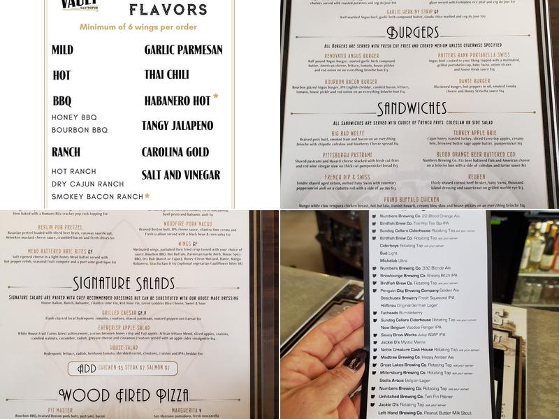 Cadence Vault Gastropub Menu