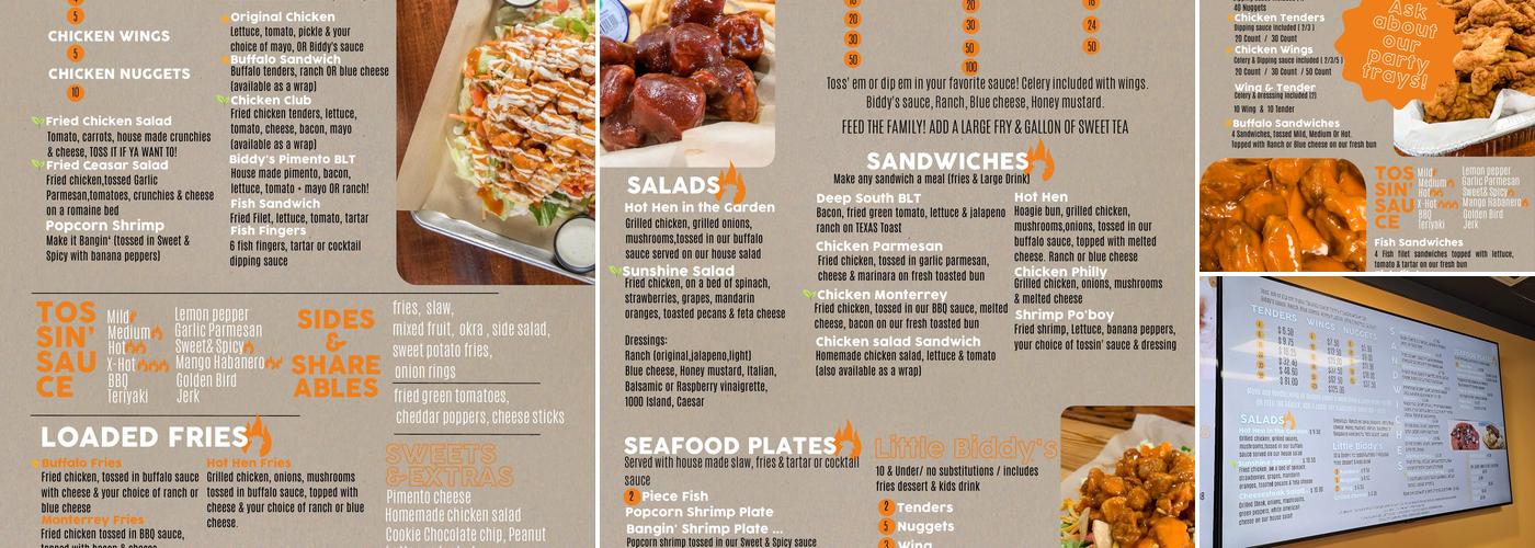 Biddy's Menu