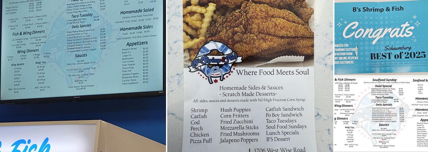 B's Shrimp & Fish Menu