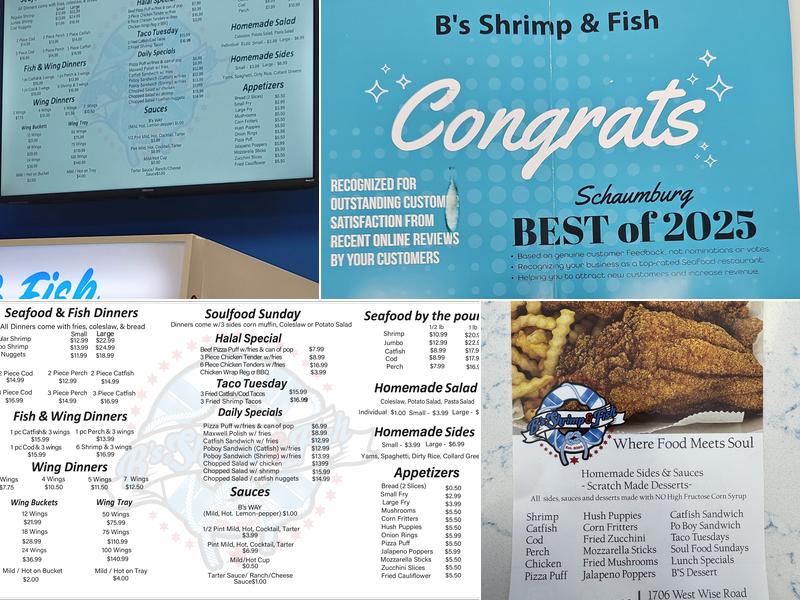 B's Shrimp & Fish Menu