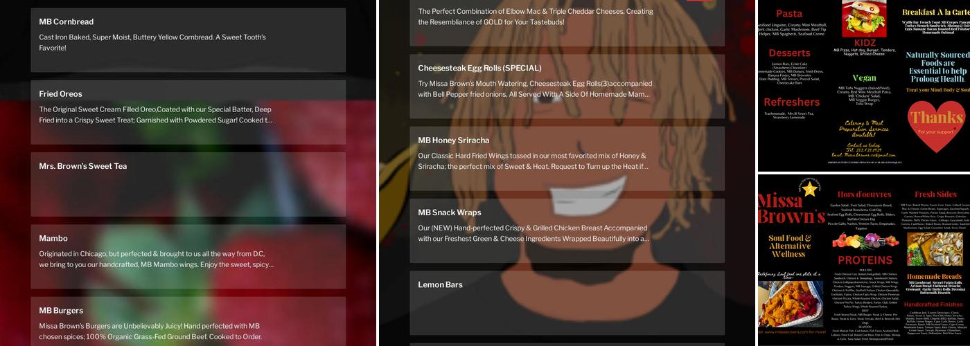 Missa Brown's Menu