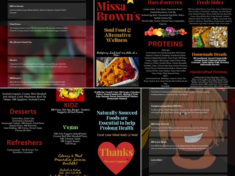Missa Brown's Menu