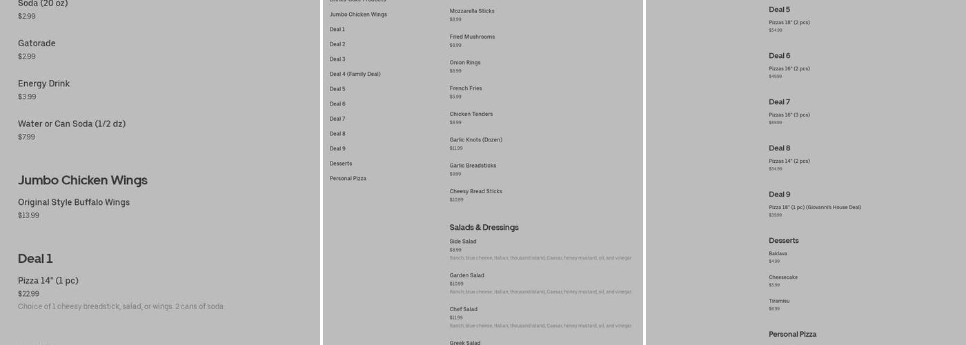 Dino's Pizzeria Menu