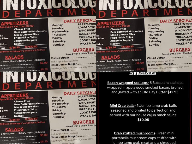 Intoxicology Department Menu