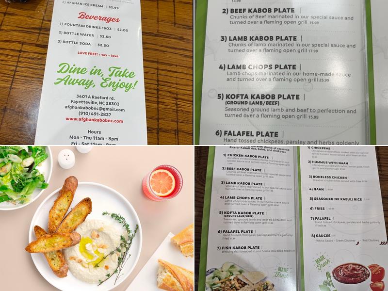 Afghan Kabob Menu