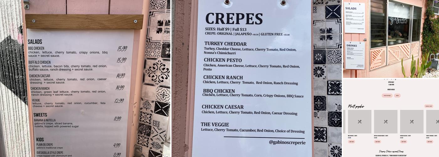 Gabino's Creperie Menu