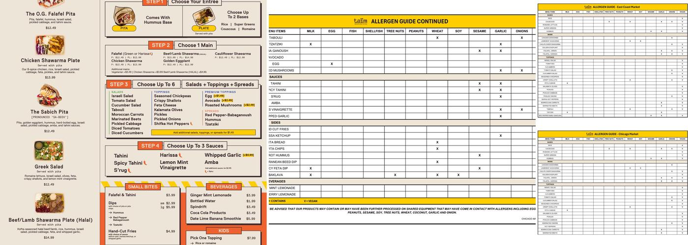 taïm mediterranean kitchen Menu