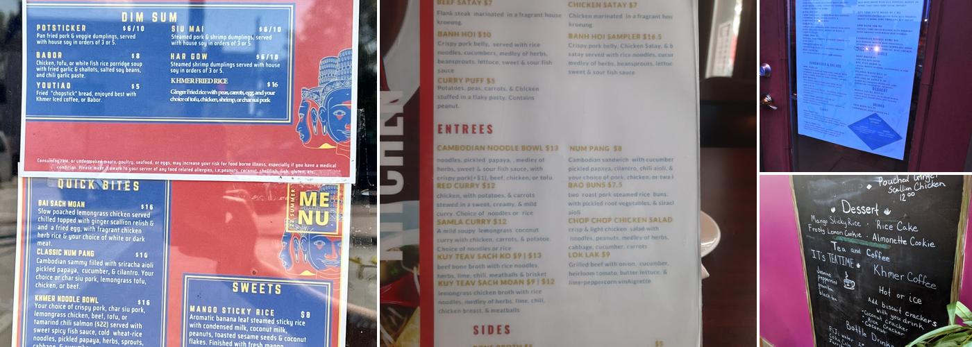 Kampuchea Kitchen Cambodian Bistro Menu
