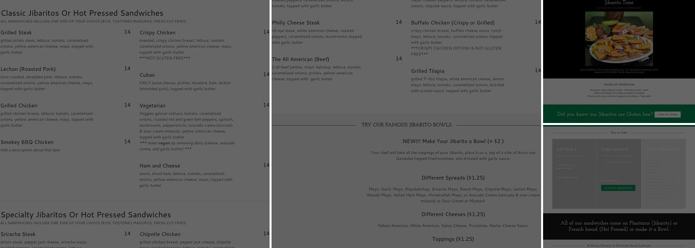 Jibarito Time Inc, Chicago Style Plantain Sandwiches Menu