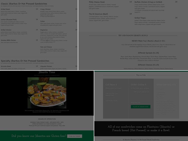 Jibarito Time Inc, Chicago Style Plantain Sandwiches Menu