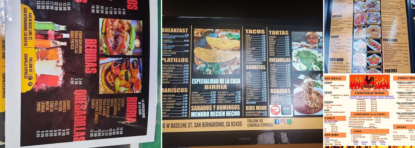 Chapala Express Menu
