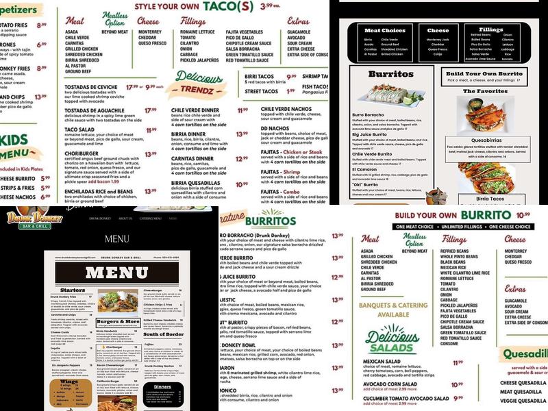 Drunk Donkey Bar & Grill Menu
