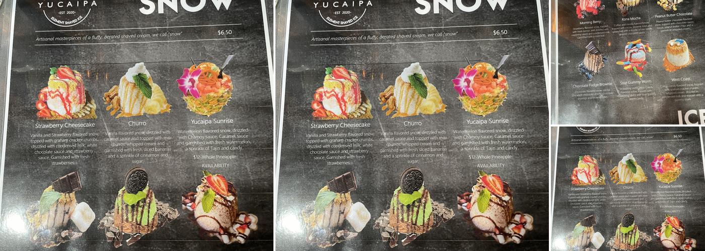 Element Shaved Creamery Menu
