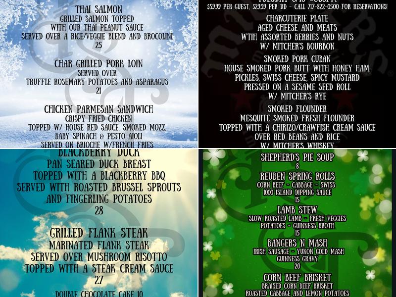 The Blue Sky Tavern Menu