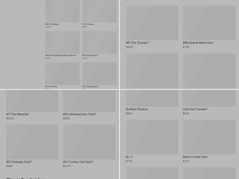 Subway Menu