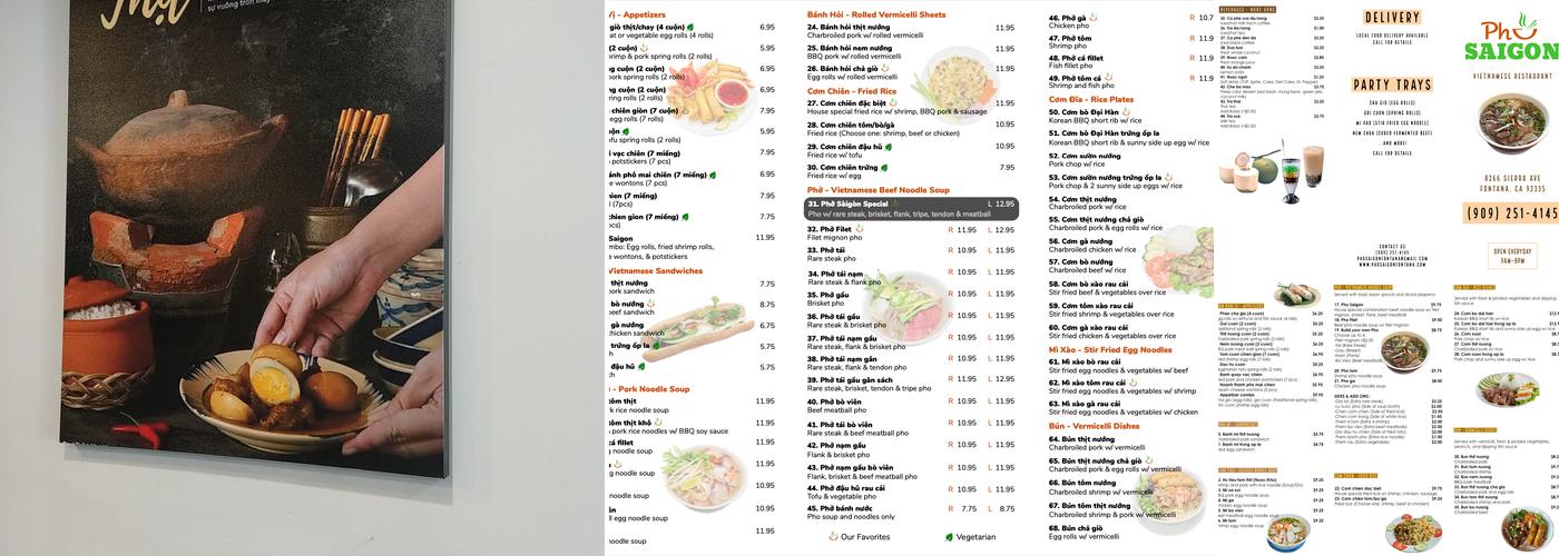Pho Saigon Menu
