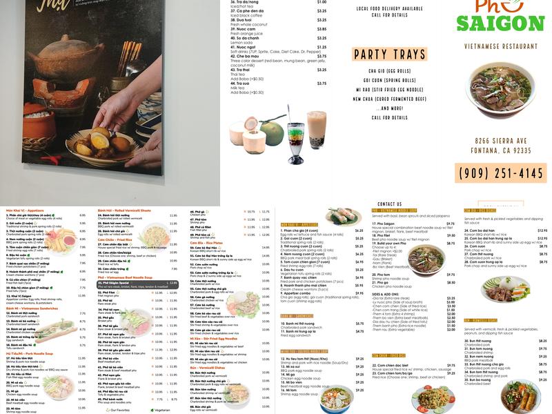 Pho Saigon Menu