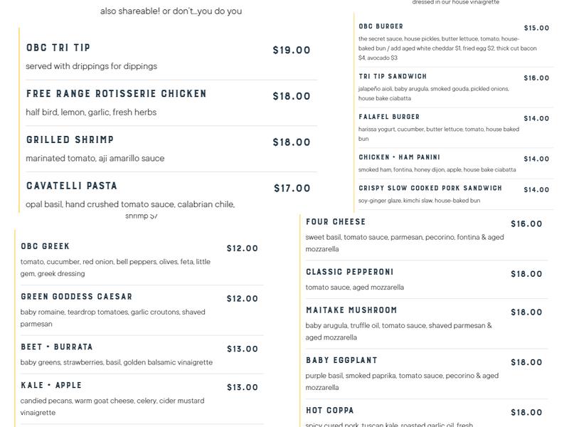 Oscar's Brewing Company Menu