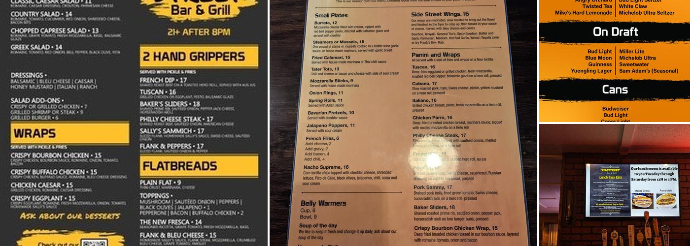 SideStreet Bar & Grill Menu