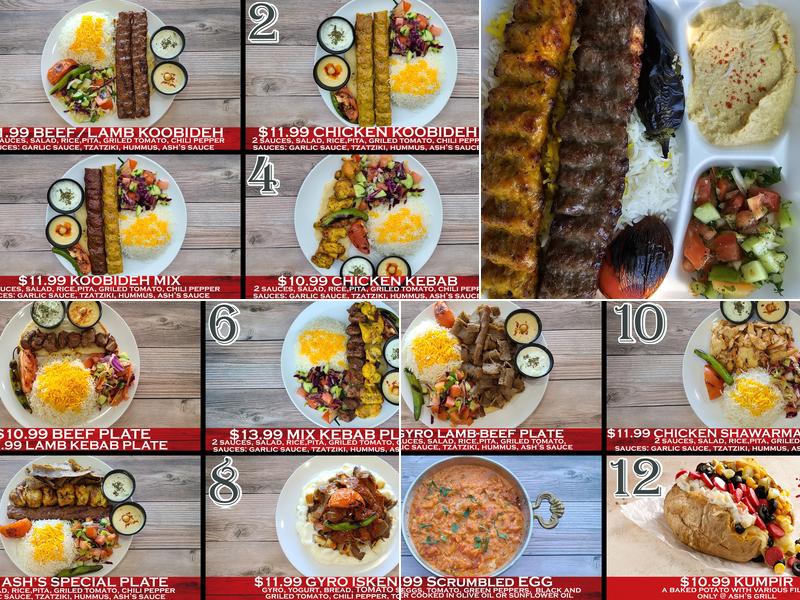Ash's Grill and Kebab Menu