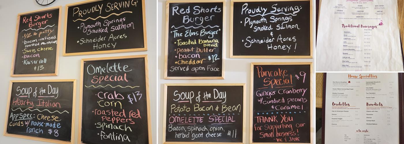 Red Shorts Cafe Menu