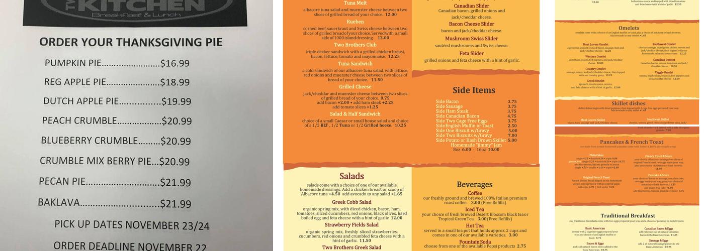 Two Brothers Kitchen BCC Menu