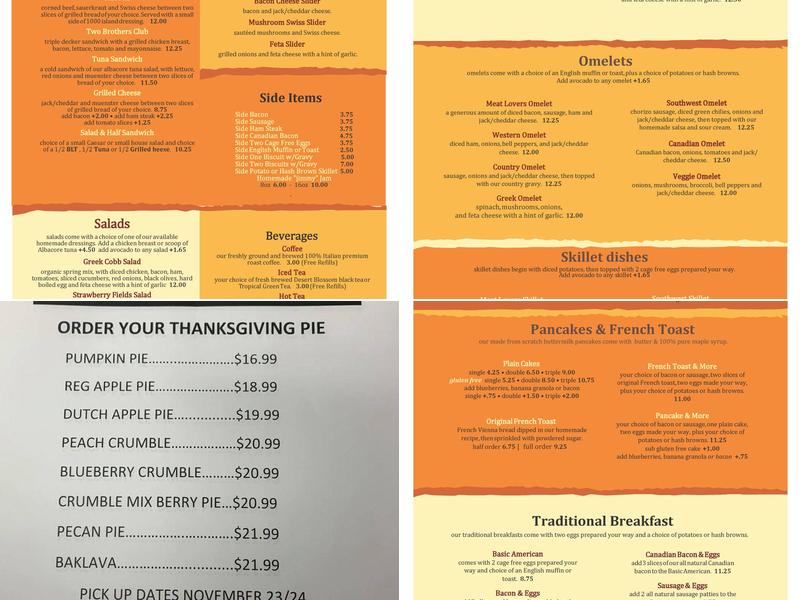 Two Brothers Kitchen BCC Menu