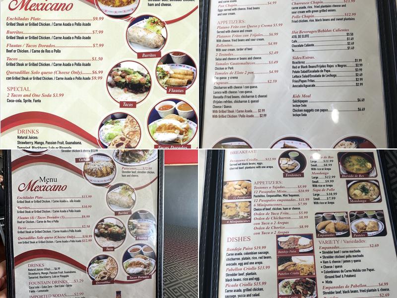 Sabor Latino Menu
