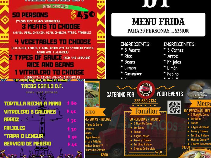 Tacos Estilo DF Food Truck Menu