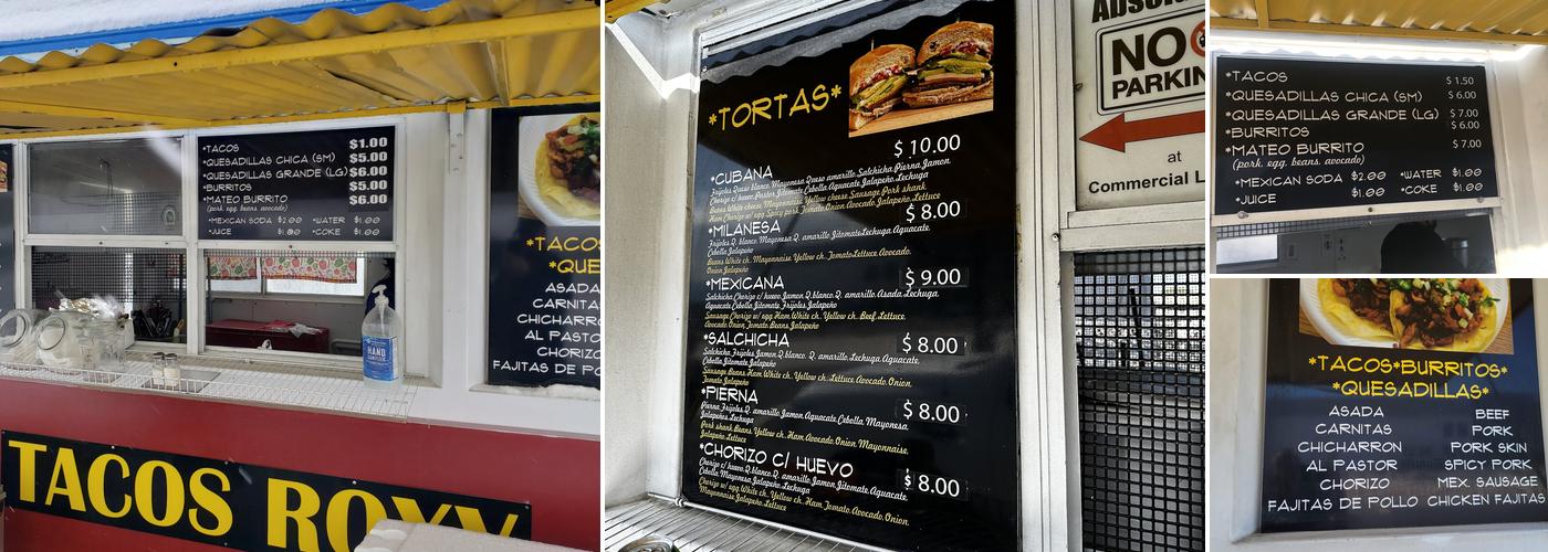 Tacos Roxy Menu