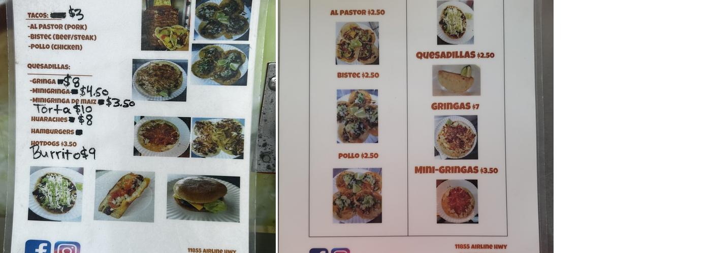 Tacos El Mosco Menu